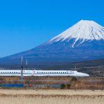Mount Fuji And Shinkansen Train