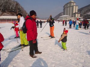 Yang Dewasa Belajar Ski Anak Anak Bermain Salji Korea Trip